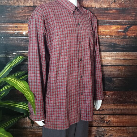 Southpole Top XL Vintage Y2K Flannel Button Up Shirt Red Gray Plaid - Picture 2 of 12